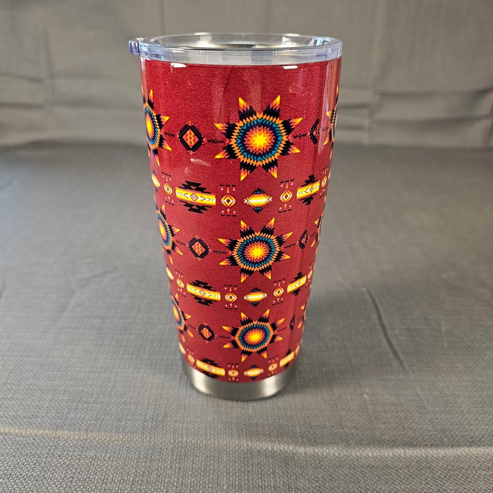 Nu Trendz 20oz Stainless Steel Tumbler Southwestern Star Pattern Red Travel Mug